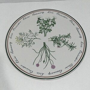 Bowring Herb Garden 12” Stoneware Round Cake Platter Hand Painted